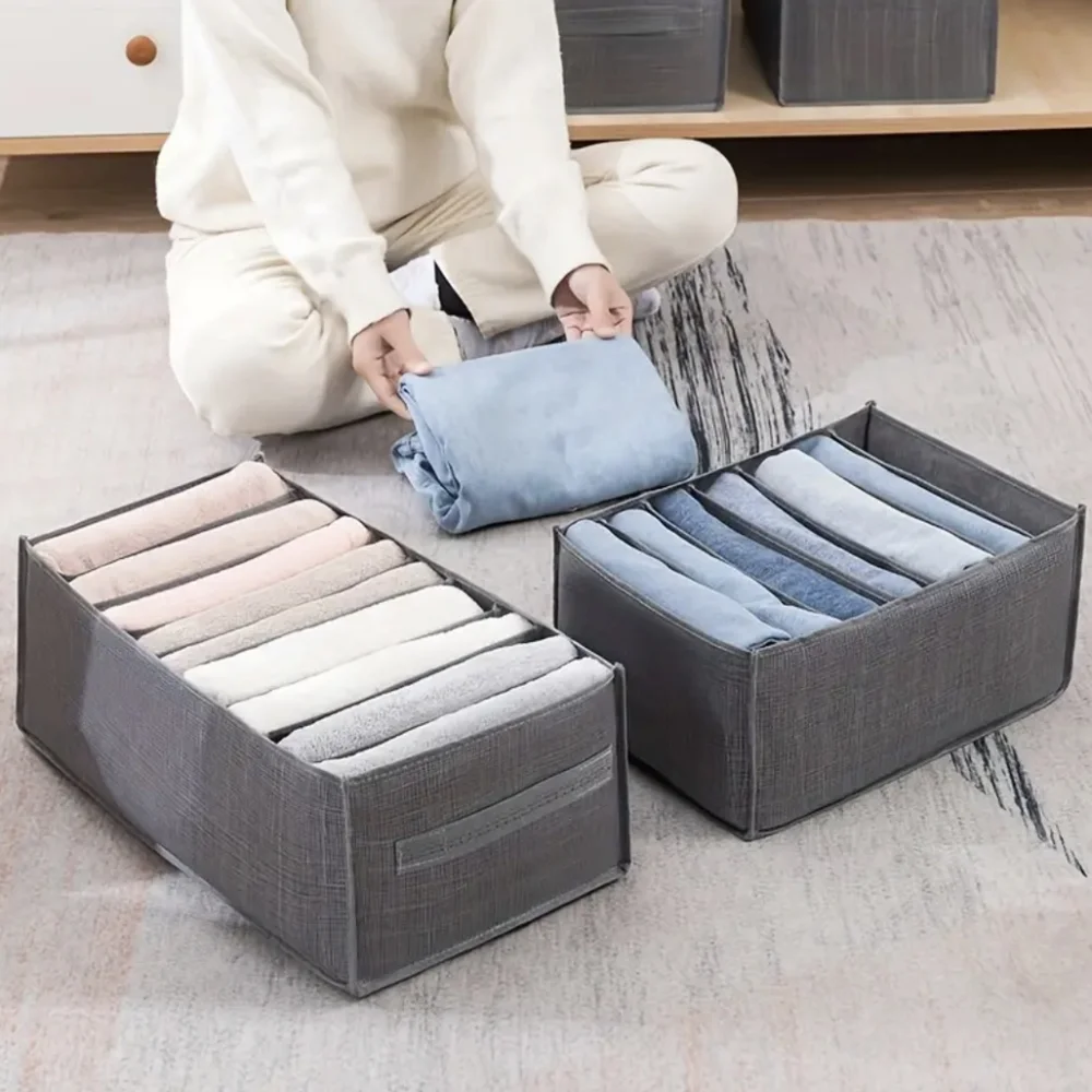 NEW Wardrobe Clothes Organizer With Handles, 9 Grids, Set of 2,Storage Organizer